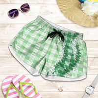 Green Hawaii Palaka Shorts for Women Hawaiian Honohono Lei LT05 Green - Polynesian Pride