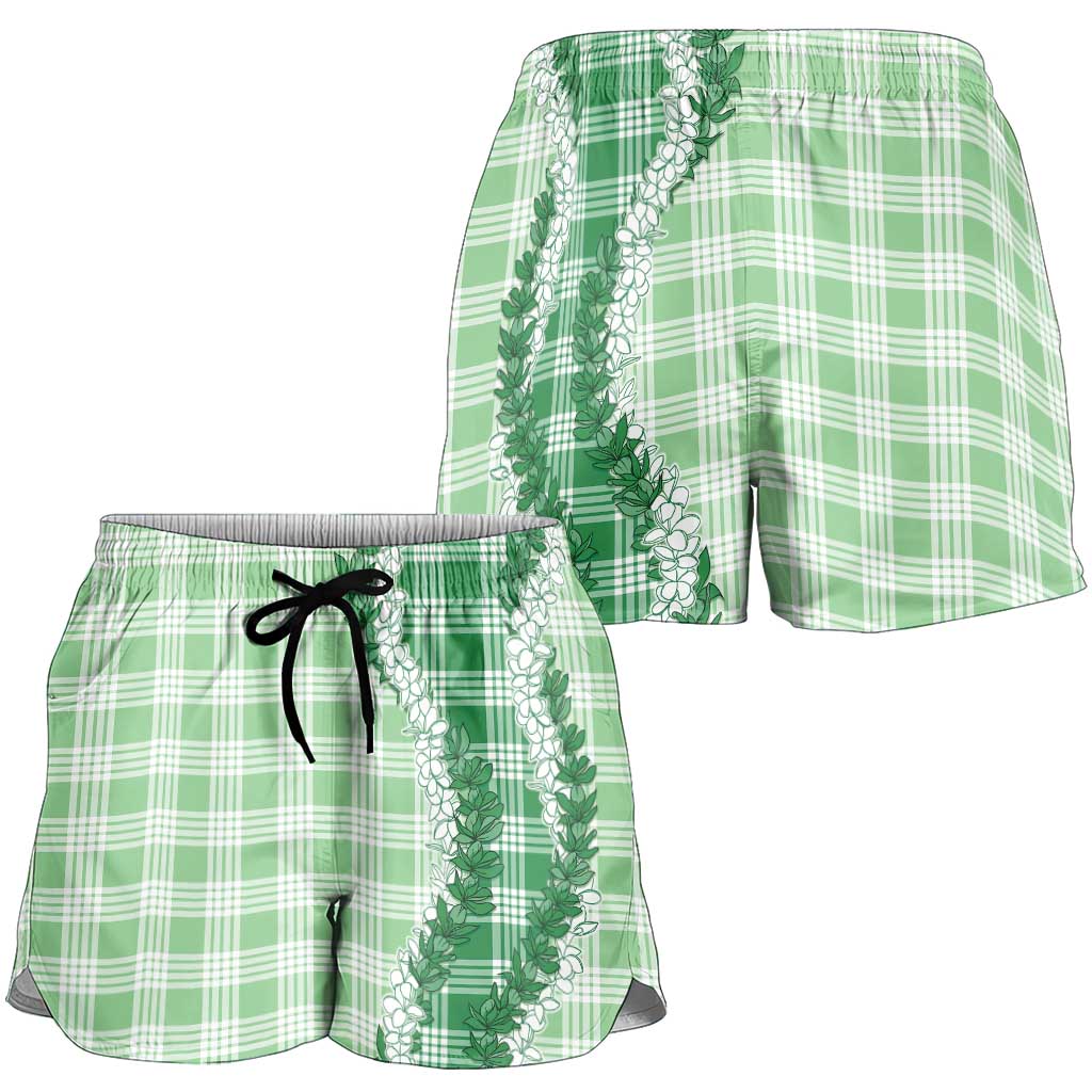 Green Hawaii Palaka Shorts for Women Hawaiian Honohono Lei LT05 - Polynesian Pride