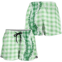Green Hawaii Palaka Shorts for Women Hawaiian Honohono Lei LT05 - Polynesian Pride