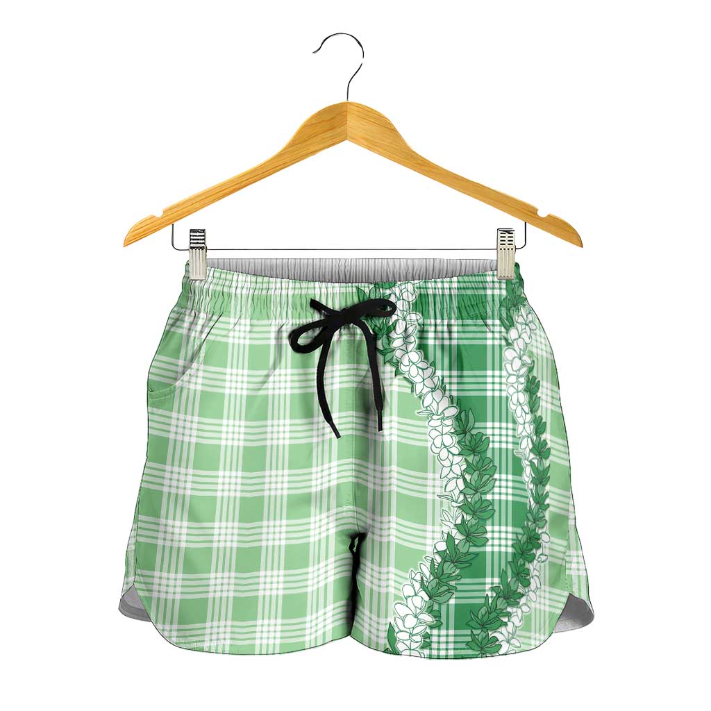 Green Hawaii Palaka Shorts for Women Hawaiian Honohono Lei LT05 - Polynesian Pride