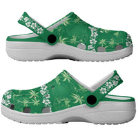 Green Hawaii Palm Tree Hibiscus Clogs Shoes Fantasy Summer Vibe