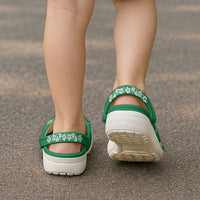 Green Hawaii Palm Tree Hibiscus Clogs Shoes Fantasy Summer Vibe