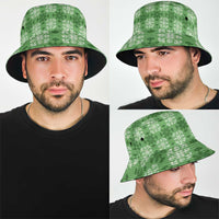 Green Hawaiian Quilt Bucket Hat Hawaii Pineapple Monstera Palaka Motifs - Polynesian Pride