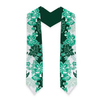 Green Hibiscus Plumeria Floral Graduation Stole LT01 - Polynesian Pride