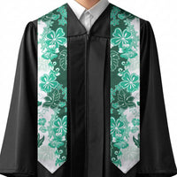 Green Hibiscus Plumeria Floral Graduation Stole LT01 - Polynesian Pride