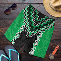 Green Niho Taniwha Mix Poutama Shorts for Men Unique Taniko Aotearoa - Polynesian Pride