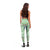Green Palaka Crane and Flowers Leggings Japan Heritage Spirit - Polynesian Pride