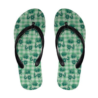 Green Palaka Hawaii Flip Flops Hawaiian Lehua Blossoms