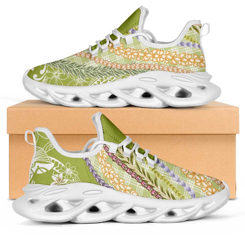 Green Palaka Hawaii Leis Clunky Sneakers Hawaiian-plaid Elegant Tropical Vibes LT14 Green - Polynesian Pride