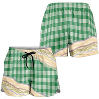 Green Palaka Hawaii Leis Elegant Vibes Shorts for Women