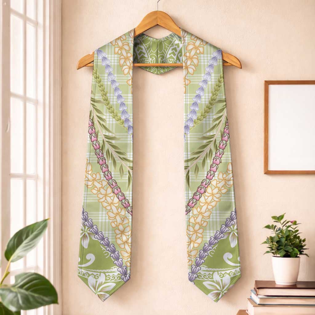 Green Palaka Hawaii Leis Graduation Stole Hawaiian-plaid Elegant Tropical Vibes - Polynesian Pride