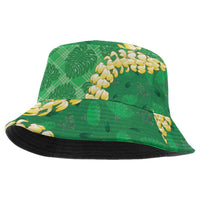 Green Palaka Hawaii Mele Kalikimaka Bucket Hat Ohia Lehua Monstera Puakenikeni Lei - Polynesian Pride