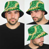 Green Palaka Hawaii Mele Kalikimaka Bucket Hat Ohia Lehua Monstera Puakenikeni Lei - Polynesian Pride