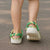 Green Palaka Hawaii Mele Kalikimaka Clogs Shoes Ohia Lehua Monstera Puakenikeni Lei - Polynesian Pride