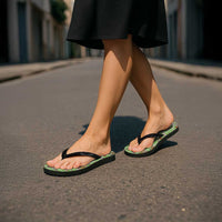 Green Palaka Hawaii Mele Kalikimaka Flip Flops Ohia Lehua Shell Leis Funny Gingerbread Santa - Polynesian Pride