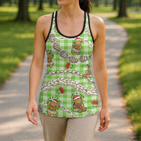 Green Palaka Hawaii Mele Kalikimaka Hollow Tank Top Ohia Lehua Shell Leis Funny Gingerbread Santa - Polynesian Pride