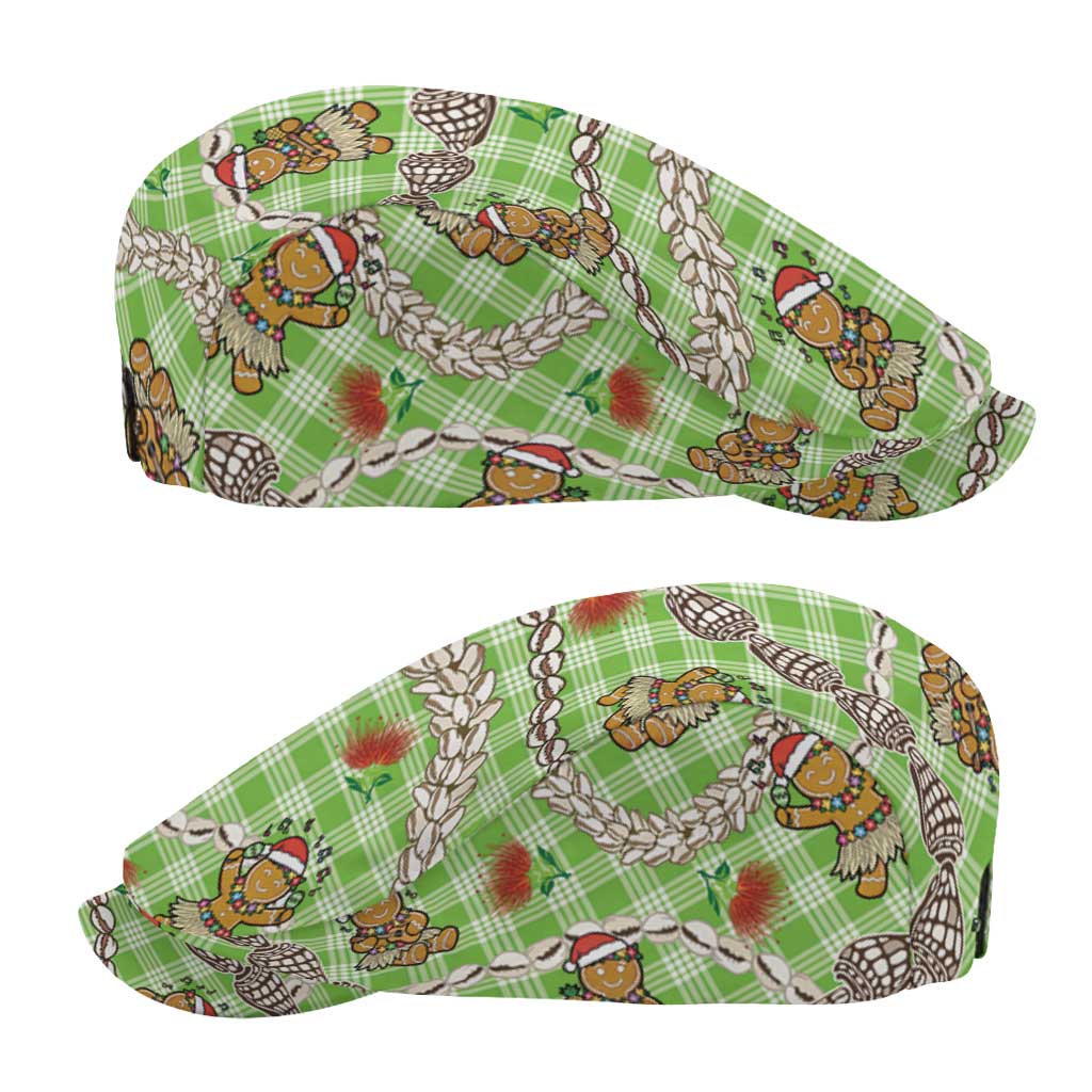 Green Palaka Hawaii Mele Kalikimaka Jeff Hat Ohia Lehua Shell Leis Funny Gingerbread Santa - Polynesian Pride
