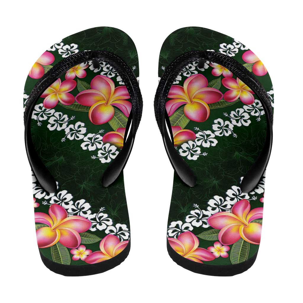 Green Polynesia Flip Flops Plumeria Hibiscus Tropical Vibes - Polynesian Pride