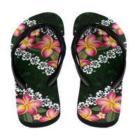 Green Polynesia Flip Flops Plumeria Hibiscus Tropical Vibes - Polynesian Pride