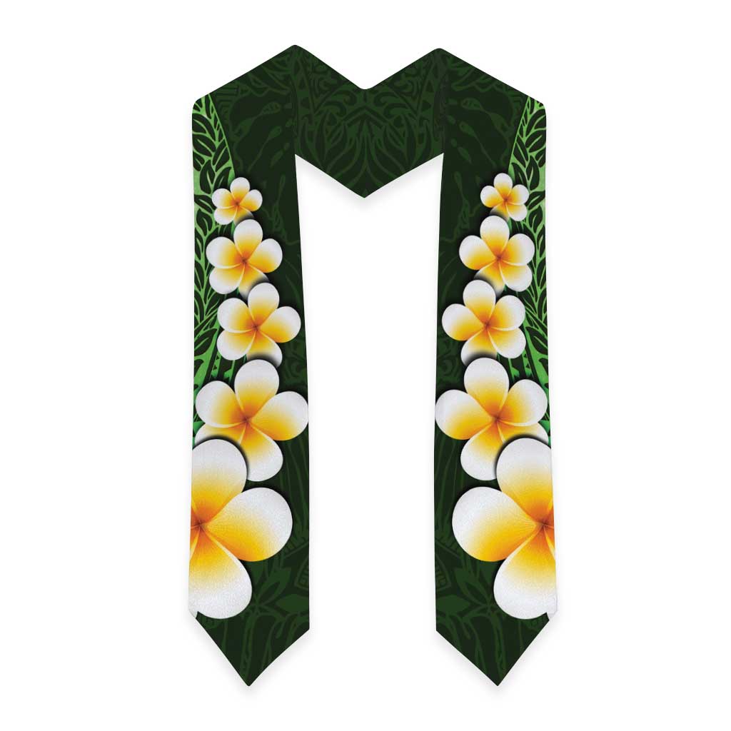 Green Polynesia Graduation Stole Plumeria Tropical Leaves With Galaxy Polynesian Art LT14 - Polynesian Pride