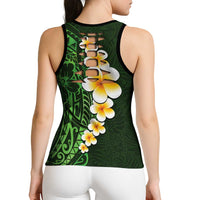 Green Polynesia Hollow Tank Top Plumeria Tropical Leaves Galaxy Polynesian Art - Polynesian Pride