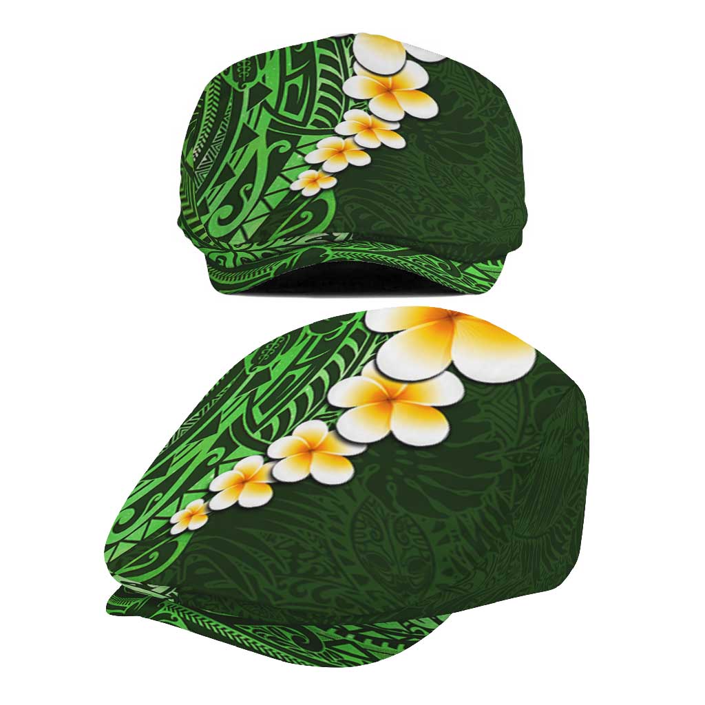 Green Polynesia Jeff Hat Plumeria Tropical Leaves Galaxy Polynesian Art - Polynesian Pride