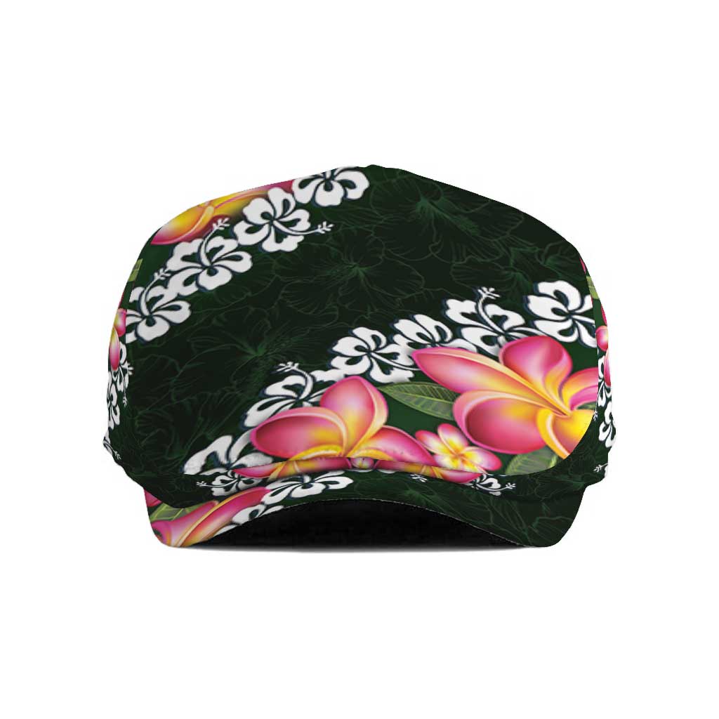 Green Polynesia Jeff Hat Plumeria With Hibiscus Pattern Tropical Vibes - Polynesian Pride