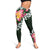 Green Polynesia Leggings Plumeria With Hibiscus Pattern Tropical Vibes - Polynesian Pride