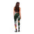 Green Polynesia Leggings Plumeria With Hibiscus Pattern Tropical Vibes - Polynesian Pride