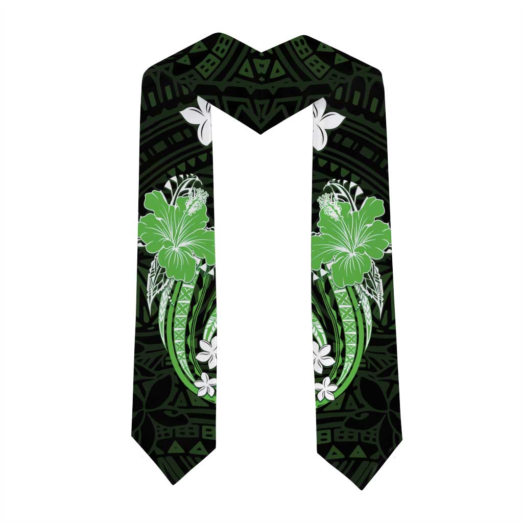 Green Polynesian Pattern With Tropical Flowers Graduation Stole LT05 - Polynesian Pride