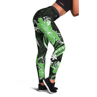 Green Polynesian Pattern With Tropical Flowers Leggings - Polynesian Pride