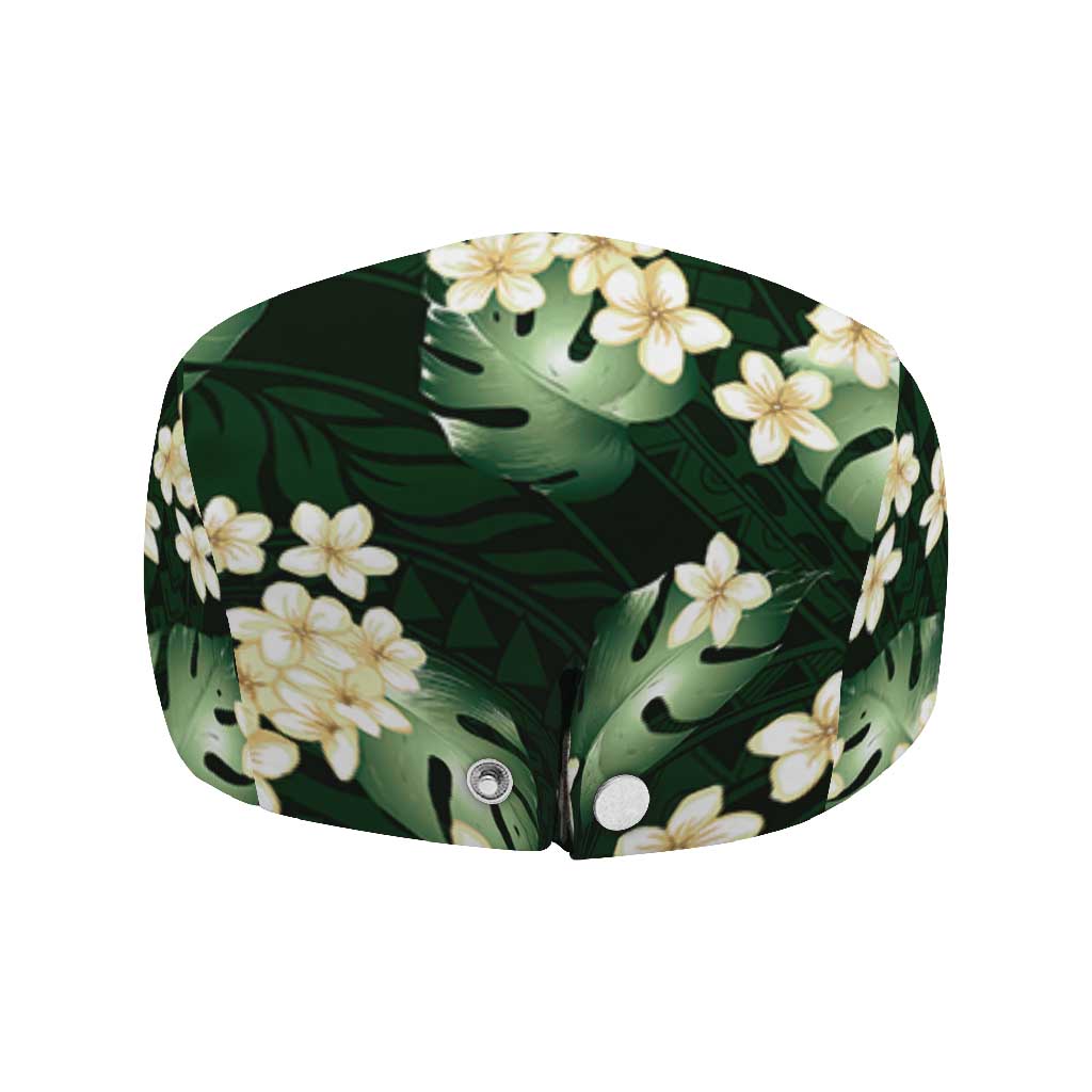 Green Tropical Hawaii Jeff Hat Seamless Monstera Plumeria Hawaiian Pattern - Polynesian Pride
