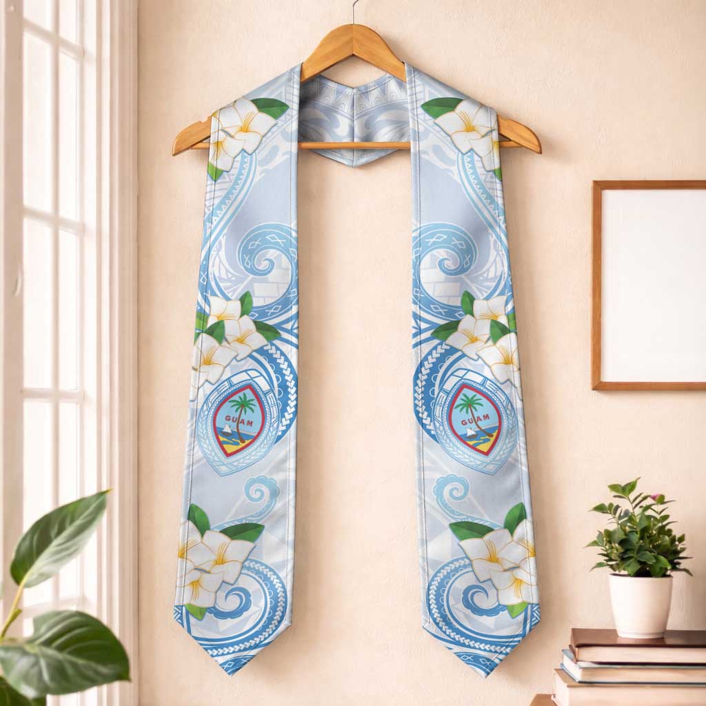 Guam Chamorro Graduation Stole Guasali Flowers Curves Style LT05 One Size Blue - Polynesian Pride