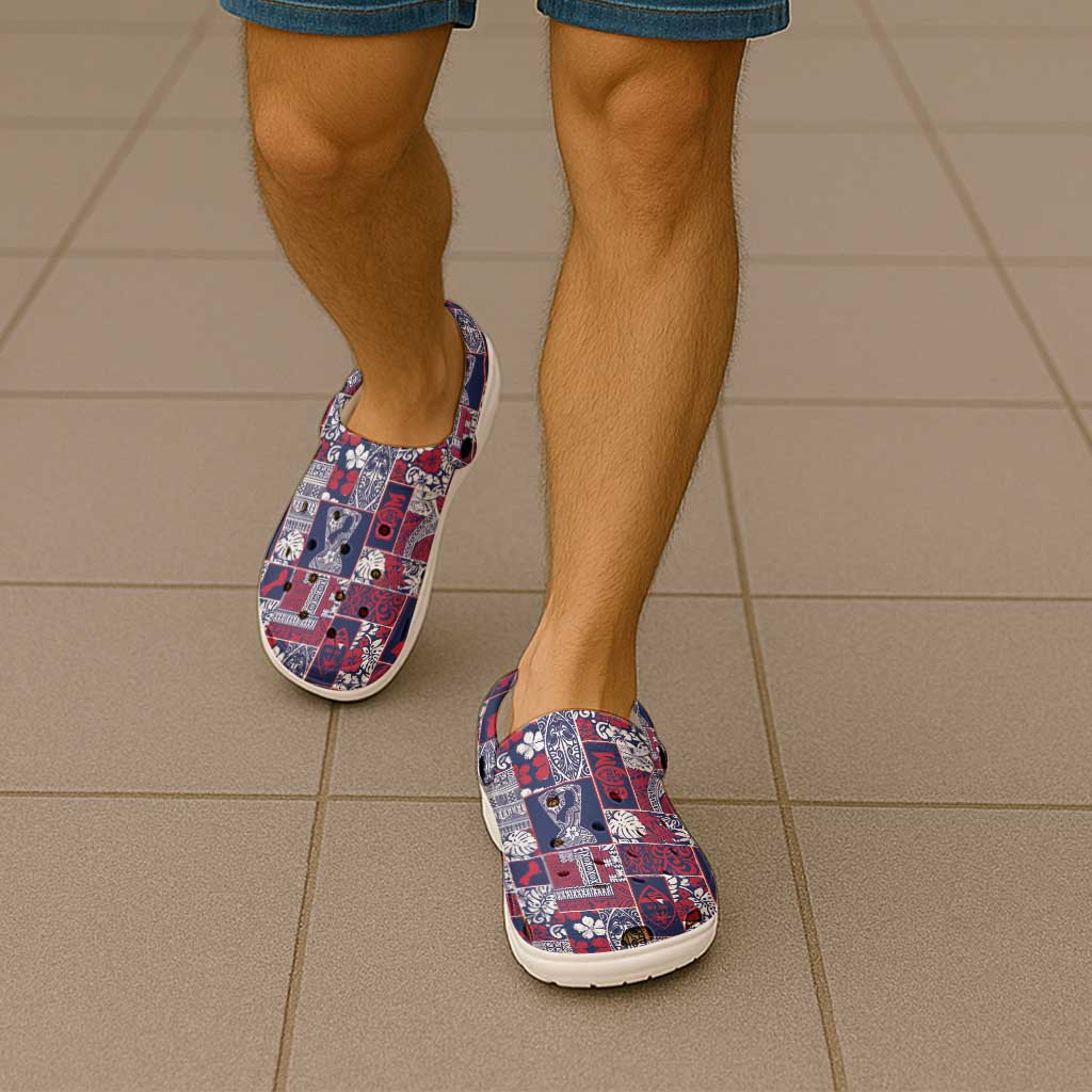 Guam Felis Pasgua Clogs Shoes Pacific Patchwork Xmas Vibes - Polynesian Pride