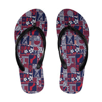 Guam Felis Pasgua Flip Flops Pacific Patchwork Xmas Vibes - Polynesian Pride