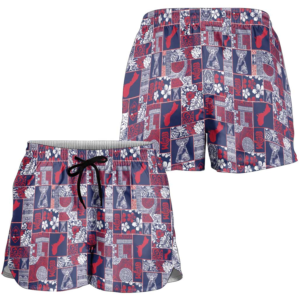 Guam Felis Pasgua Shorts for Women Pacific Patchwork Xmas Vibes - Polynesian Pride