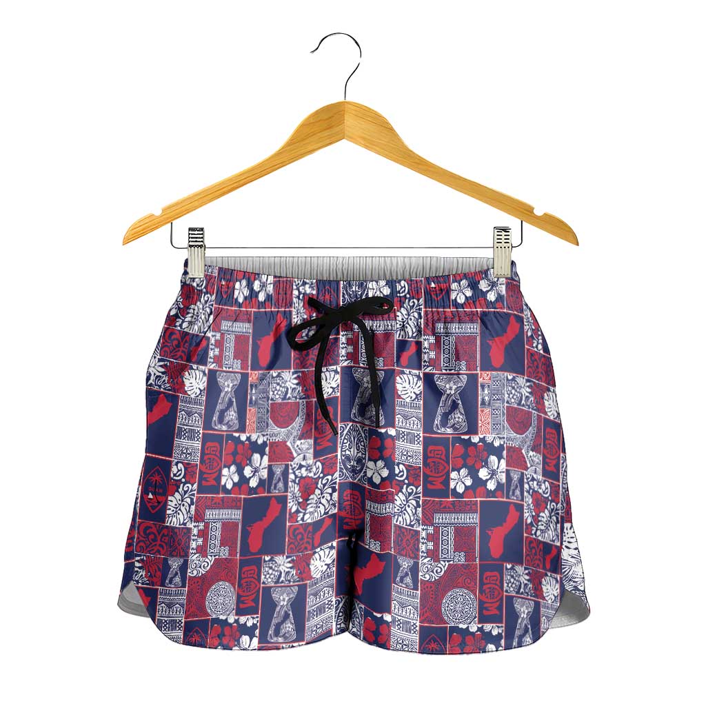 Guam Felis Pasgua Shorts for Women Pacific Patchwork Xmas Vibes - Polynesian Pride