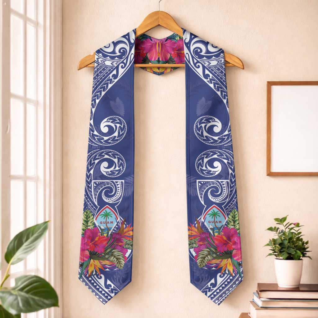 Hafa Adai Guam History and Chamorro Heritage Day Graduation Stole Blue Latte Stone LT05 One Size Blue - Polynesian Pride
