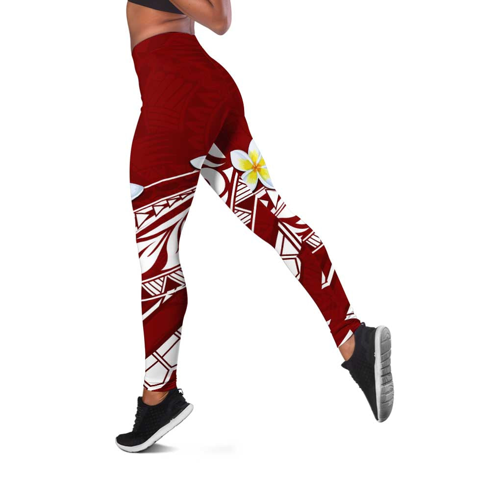 Hawaii Aloha Leggings Plumeria Vintage - Crimson