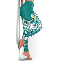 Hawaii Aloha Leggings Plumeria Vintage - Teal