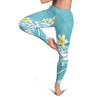 Hawaii Aloha Leggings Plumeria Vintage - Turquoise