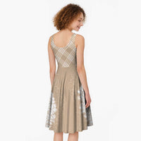 Hawaii Aloha Plumeria Lei Beige Palaka Midi Dress - Polynesian Pride