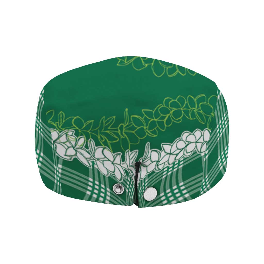 Hawaii Aloha Plumeria Lei Green Palaka Jeff Hat - Polynesian Pride