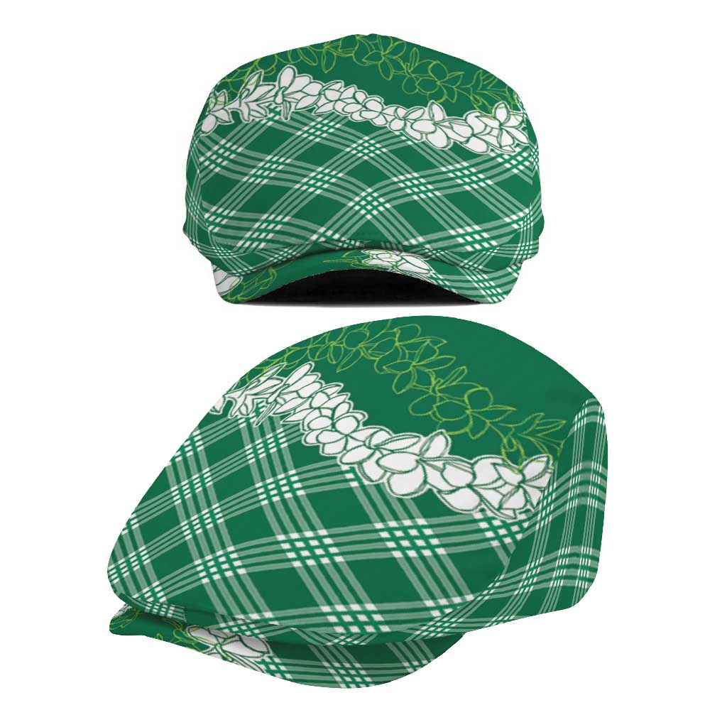 Hawaii Aloha Plumeria Lei Green Palaka Jeff Hat - Polynesian Pride