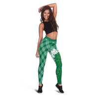 Hawaii Aloha Plumeria Lei Green Palaka Leggings - Polynesian Pride