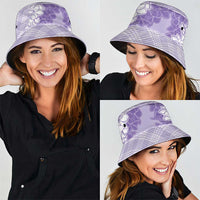Hawaii Aloha Plumeria Lei Lavender Palaka Bucket Hat - Polynesian Pride