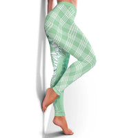 Hawaii Aloha Plumeria Lei Mint Palaka Leggings - Polynesian Pride