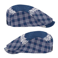 Hawaii Aloha Plumeria Lei Navy Palaka Jeff Hat - Polynesian Pride