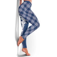 Hawaii Aloha Plumeria Lei Navy Palaka Leggings - Polynesian Pride