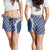 Hawaii Aloha Plumeria Lei Navy Palaka Shorts for Women - Polynesian Pride